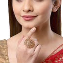 Gold-Plated & Metallic American Diamond Studded Finger Ring