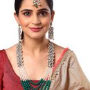 Stylish Gold Plated Green Kundan Ethnic Bridal Jewellery Set