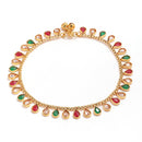 Gold Plated Navratan Multicolor Cubic Zirconia Ethnic Pair Anklet