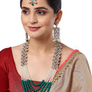 Stylish Gold Plated Green Kundan Ethnic Bridal Jewellery Set