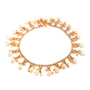 Gold Plated Cascading White Pearl Ethnic Pair Anklet