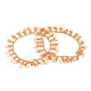Gold Plated Cascading White Pearl Ethnic Pair Anklet
