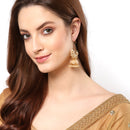 Ethnic White Pearl Beaded Gold Plated Jhumka Jhumki Earrings