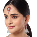 Rhodium Plated Red American Diamond Ethnic Bridal Jewellery Set