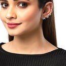 Gold Plated White American Diamond Contemporary Combo Set of 8 Earrings