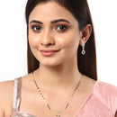 Gold Plated Multicolor AD Stone Contemporary Mangalsutra With Earrings