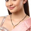 Gold Plated Teardrop Black Beads Daily Wear Set of 3 Mangalsurta For Women