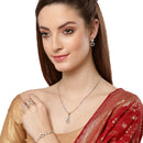 White AD Stone Gold Plated Contemporary Pendant Matching Set