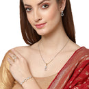White AD Stone Gold Plated Contemporary Pendant Matching Set
