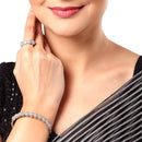 Rhodium Plated White AD Stone Contemporary Bracelet With Ring