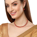Gold Plated Pear Cut Red AD Ethnic Necklace Jewellery Set