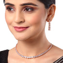 Rose Gold Plated Solitaire Strand White American Diamond Contemporary Necklace Jewellery Set
