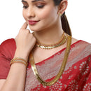Gold Plated Kasulaperu Red Cubic Zirconia Ethnic South Indian Jewellery Set