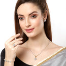 Gold Plated White CZ Contemporary Pendant Matching Set