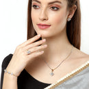 Gold Plated White CZ Contemporary Pendant Matching Set