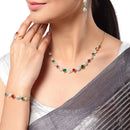 Gold Plated Crescent Multi American Diamond Ethnic Complete Jewellery Set
