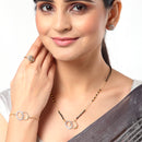 Gold Plated Eternity Loop White American Diamond Contemporary Combo Set Mangalsutra