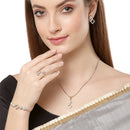 Gold Plated White American Diamond Contemporary Pendant Matching Set