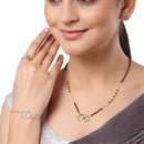 Gold Plated Tilted Square White American Diamond Contemporary Combo Set Mangalsutra