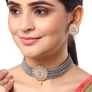 Gold Plated Mandala Motif Grey American Diamond Ethnic Traditional Choker Jewellery Set