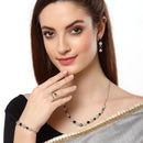 Gold Plated Round Black American Diamond Ethnic Complete Jewellery Set