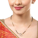 Gold Plated Heart Shape AD Studded Mangalsutra With Earrings