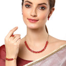 Gold Plated Marquise Red AD Stone Ethnic Complete Jewellery Set