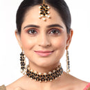 Gold Plated Black Kundan Ethnic Bridal Jewellery Set