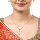 Gold Plated Nested Heart White Cubic Zirconia Casual / Daily Wear Pendant Necklace