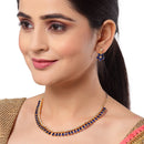 Gold Plated Pear Cut Blue American Diamond Ethnic Necklace Jewellery Set
