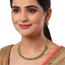 Gold Plated Teardrop Green American Diamond Ethnic Necklace Jewellery Set