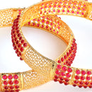 Gold Plated Red Ethnic Bangles For Women