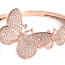 Rose Gold Plated AD Stone Contemporary Butterfly Shape Cuff Bracelet
