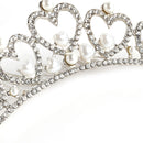 Rhodium Plated Heart White Pearl Ethnic Hair Comb Pin For Women
