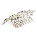 Rhodium Plated Heart White Pearl Ethnic Hair Comb Pin For Women