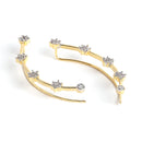 Gold Plated White CZ Contemporary Ear Cuff Earrings For Women