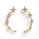 Gold Plated Star Shape AD Stone Contemporary Ear Cuff Earrings