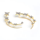Gold Plated Star Shape AD Stone Contemporary Ear Cuff Earrings