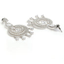 Rhodium Plated White American Diamond Bead Drops Modern Elegance Maang Tikka & Earring