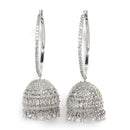 Rhodium Plated White AD Studded Ethnic Jhumka Jhumki Earrings