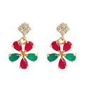 Gold Plated Pear Cut Multicolor Ethnic AD Necklace Jewellery Set
