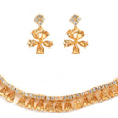 Gold Plated Teardrop White Ethnic AD Necklace Jewellery Set