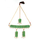 Gold Plated Green Kundan Ethnic Bridal Jewellery Set