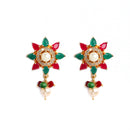Gold Plated Rosette Motif Multi American Diamond Ethnic Traditional Choker Jewellery Set
