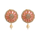 Gold Plated Circular Motif Pink American Diamond Ethnic Traditional Choker Jewellery Set
