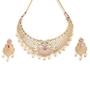 Gold Plated Peacock Motif Multi Color AD Stone Ethnic Traditional Choker Jewellery Set