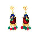 Gold Plated Stylish Peacock Multicolor Pearl Ethnic Long Necklace Set