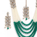 Stylish Gold Plated Green Kundan Ethnic Bridal Jewellery Set