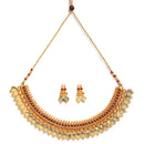 Gold Plated Crescent Red Cubic Zirconia Ethnic South Indian Jewellery Set
