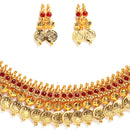 Gold Plated Crescent Red Cubic Zirconia Ethnic South Indian Jewellery Set